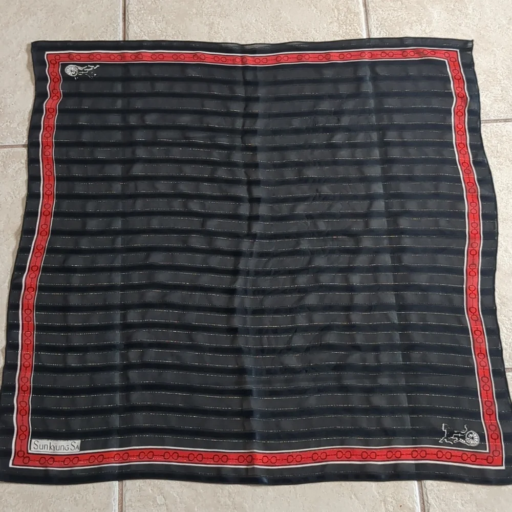 Vintage Sunyung Sa Black & Red Scarf 29x29